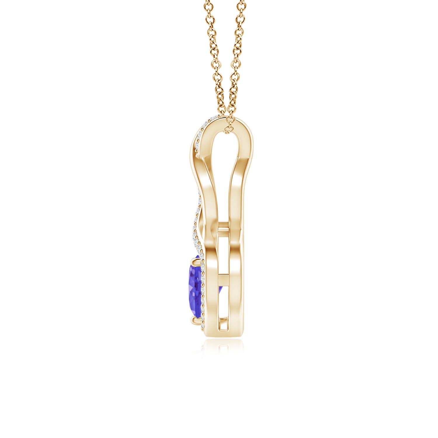 6mm AAA Heart-Shaped Tanzanite Infinity Pendant with Diamond Accents in 18K Yellow Gold