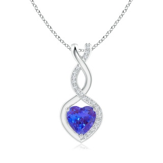 6mm AAA Tanzanite Infinity Heart Pendant with Diamonds in White Gold