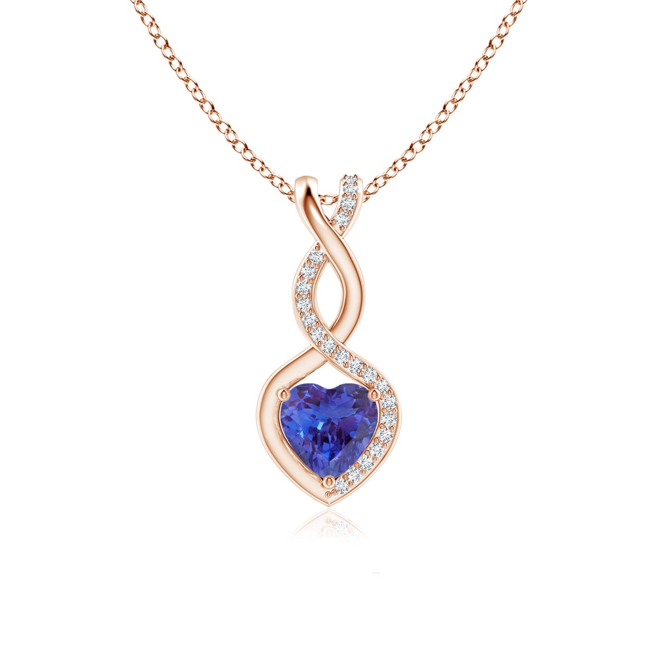 6mm AAAA Heart-Shaped Tanzanite Infinity Pendant with Diamond Accents in 18K Rose Gold 