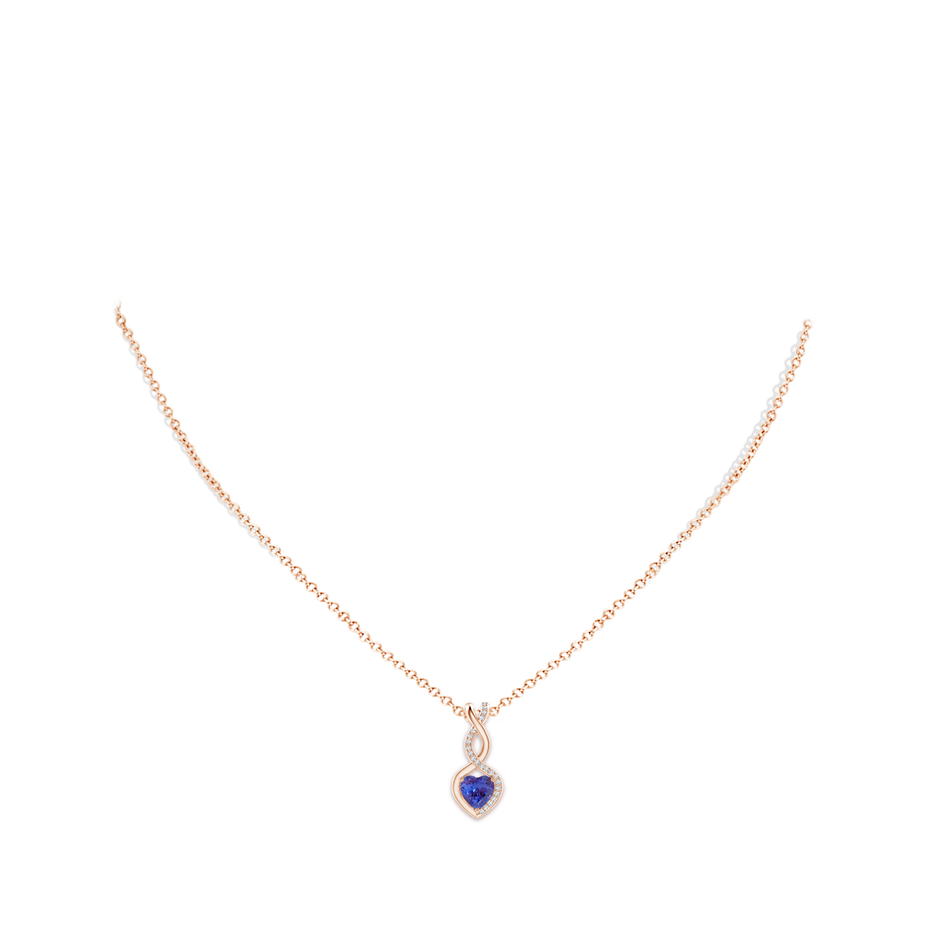 6mm AAAA Heart-Shaped Tanzanite Infinity Pendant with Diamond Accents in 18K Rose Gold pen