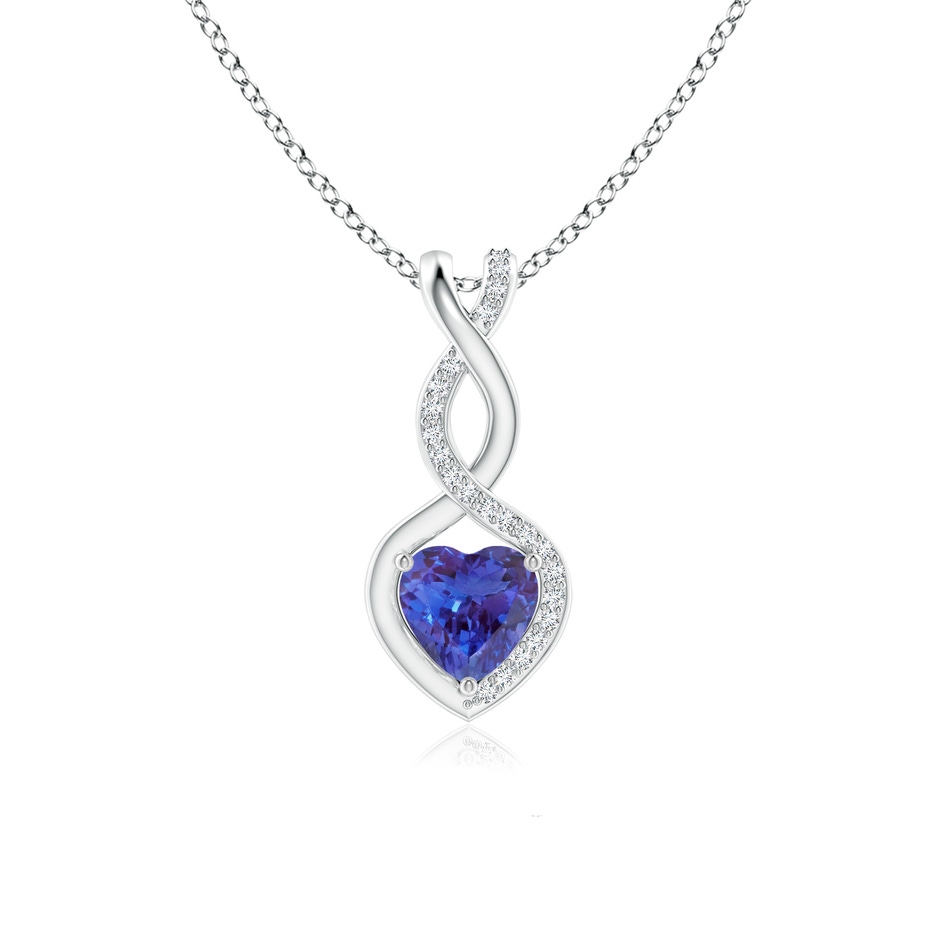 6mm AAAA Heart-Shaped Tanzanite Infinity Pendant with Diamond Accents in P950 Platinum 
