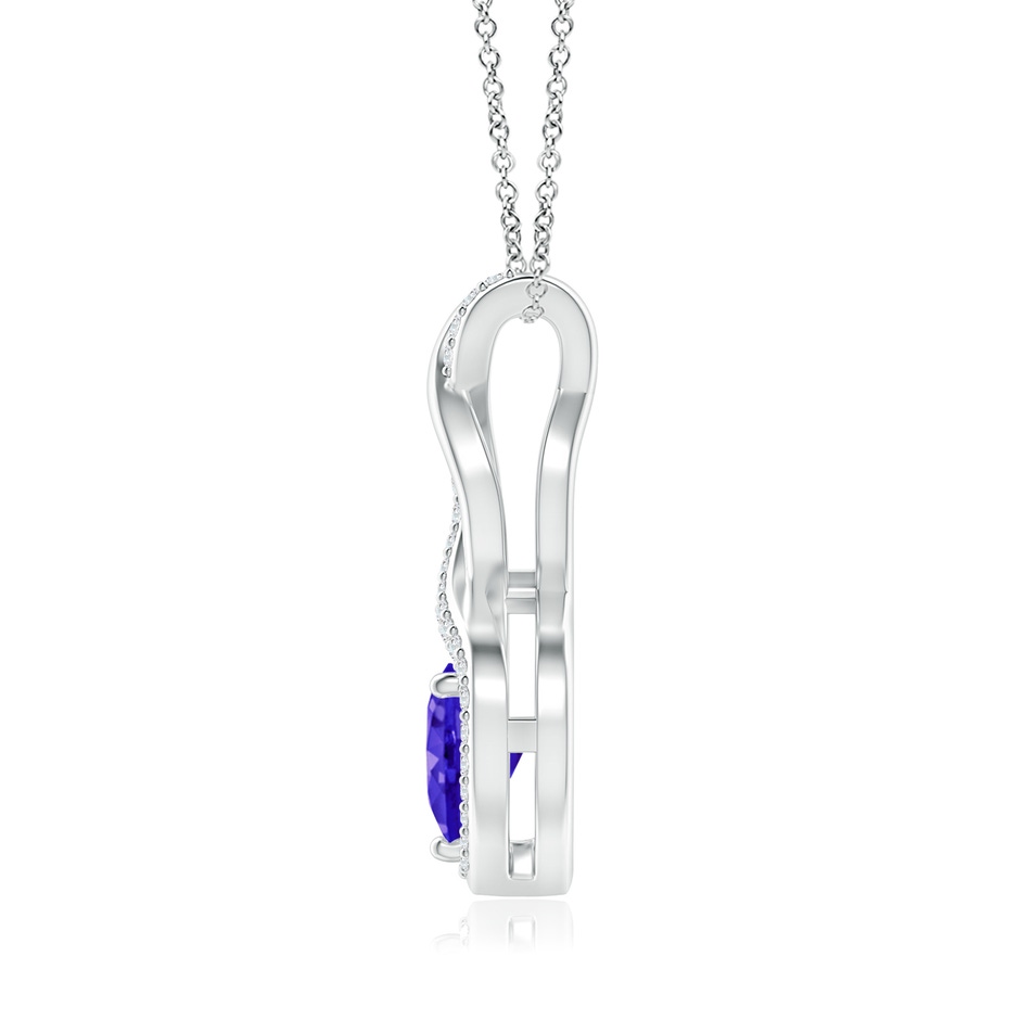 6mm AAAA Tanzanite Infinity Heart Pendant with Diamonds in White Gold side 1