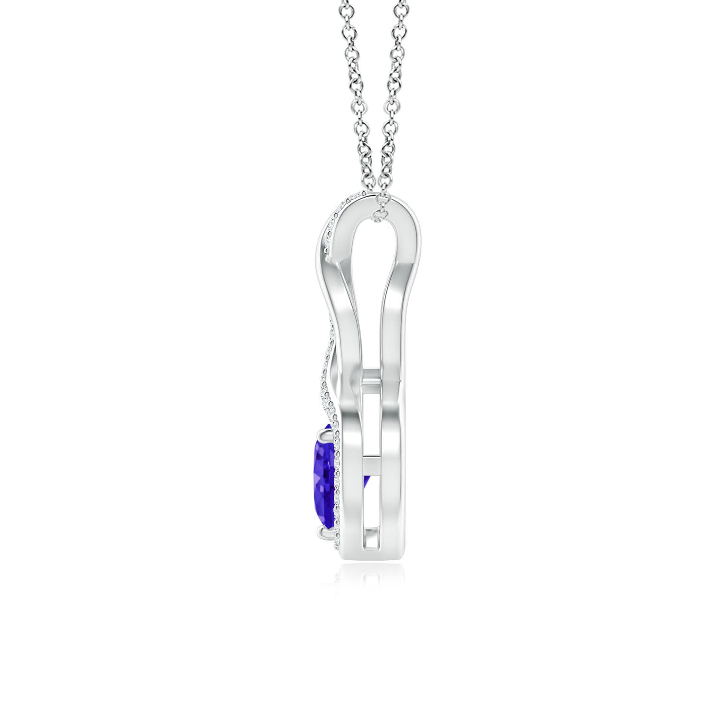 6mm AAAA Heart-Shaped Tanzanite Infinity Pendant with Diamond Accents in White Gold - side 4