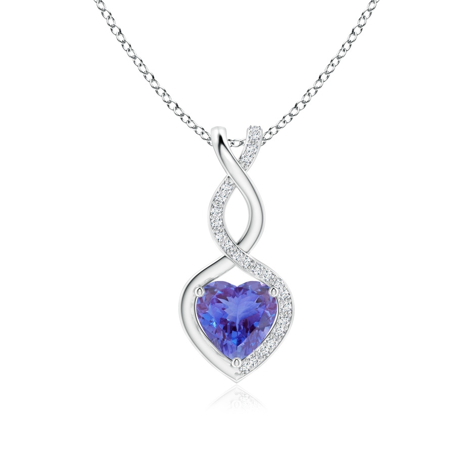 7mm AA Heart-Shaped Tanzanite Infinity Pendant with Diamond Accents in P950 Platinum 