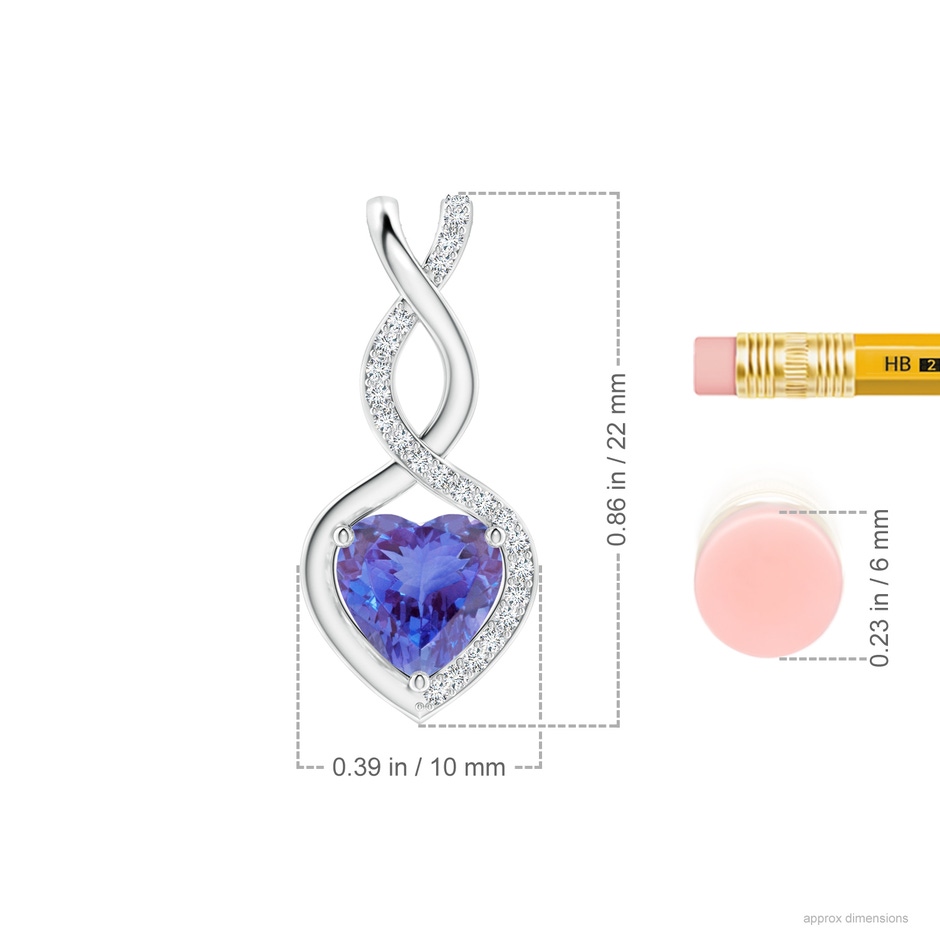 7mm AA Heart-Shaped Tanzanite Infinity Pendant with Diamond Accents in P950 Platinum ruler