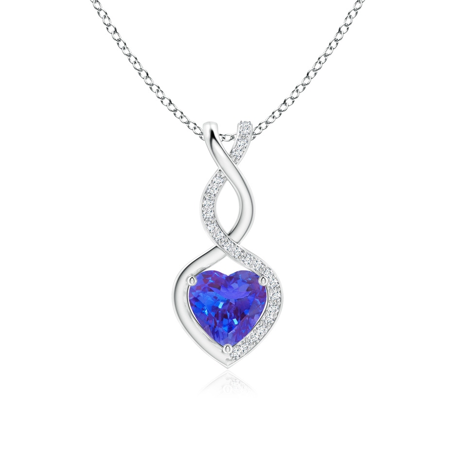 7mm AAA Heart-Shaped Tanzanite Infinity Pendant with Diamond Accents in White Gold 