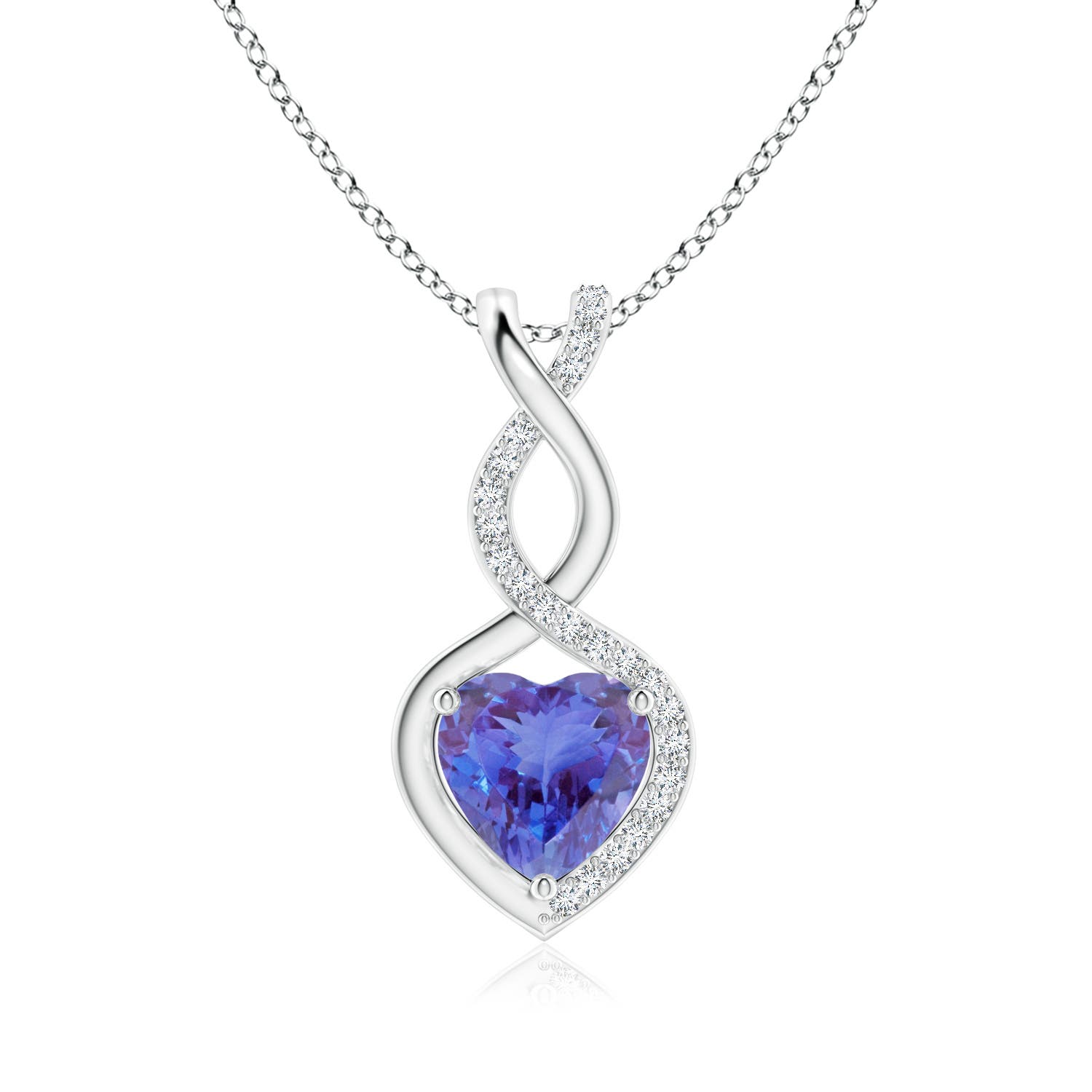 8mm AA Heart-Shaped Tanzanite Infinity Pendant with Diamond Accents in P950 Platinum