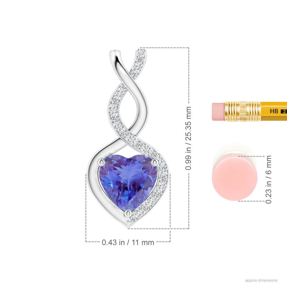 8mm AA Heart-Shaped Tanzanite Infinity Pendant with Diamond Accents in P950 Platinum ruler