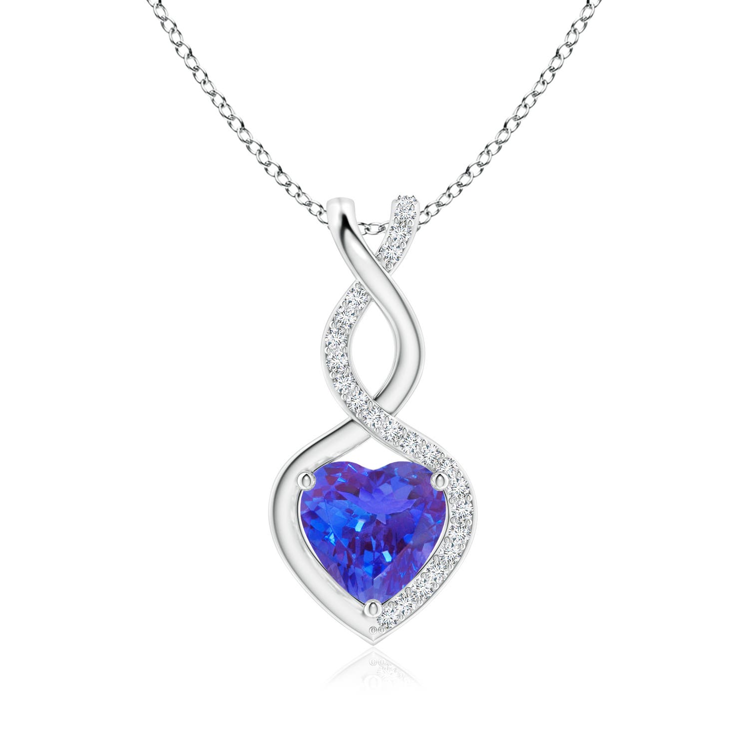 8mm AAA Heart-Shaped Tanzanite Infinity Pendant with Diamond Accents in P950 Platinum