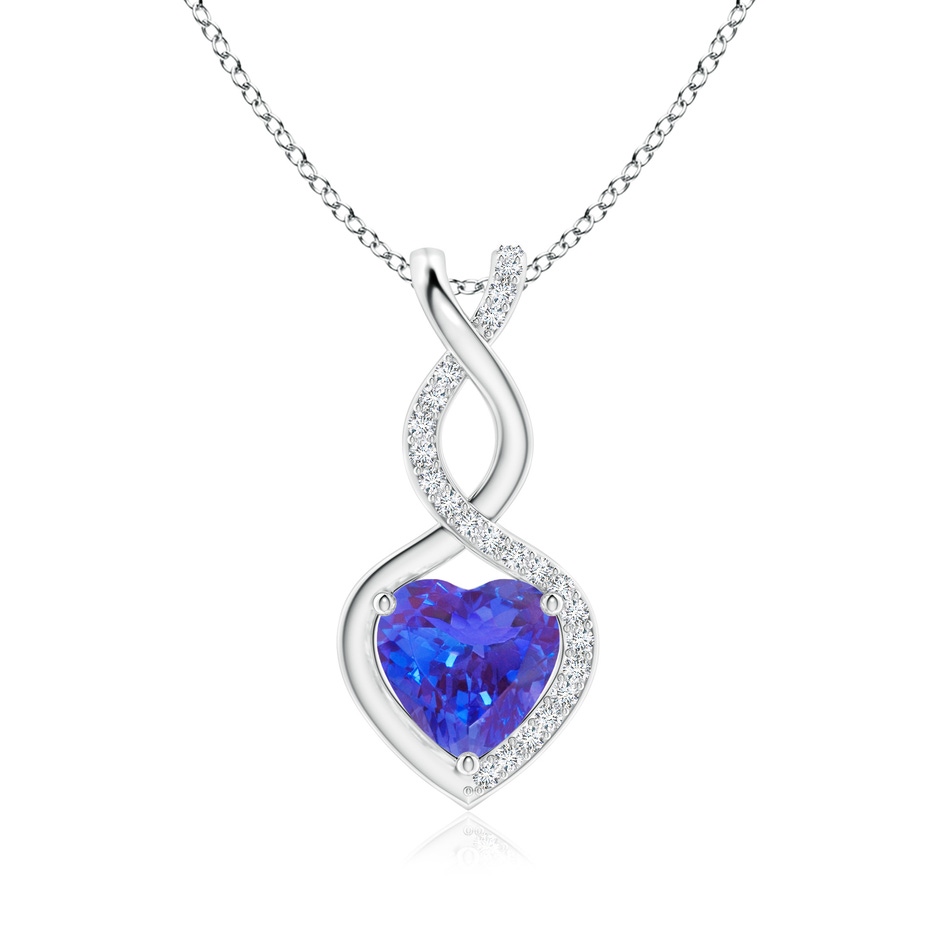 8mm AAA Heart-Shaped Tanzanite Infinity Pendant with Diamond Accents in White Gold 