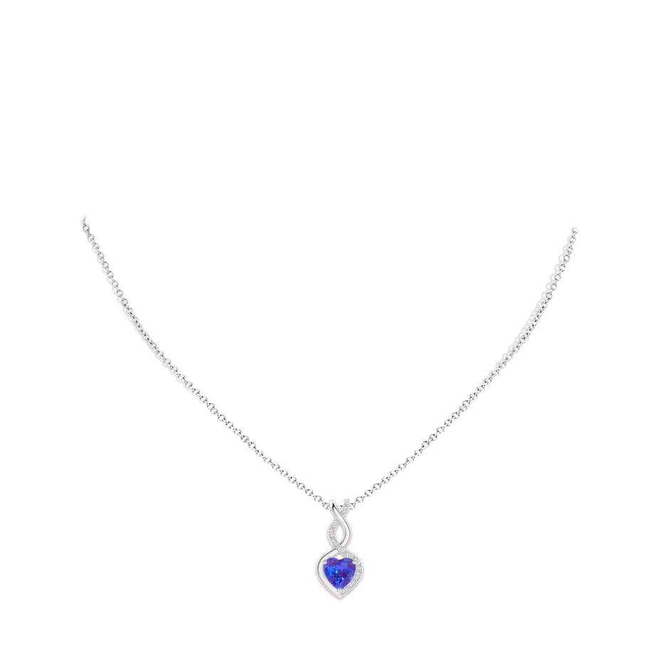 8mm AAA Heart-Shaped Tanzanite Infinity Pendant with Diamond Accents in White Gold pen