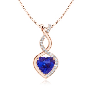 8mm AAAA Heart-Shaped Tanzanite Infinity Pendant with Diamond Accents in 18K Rose Gold