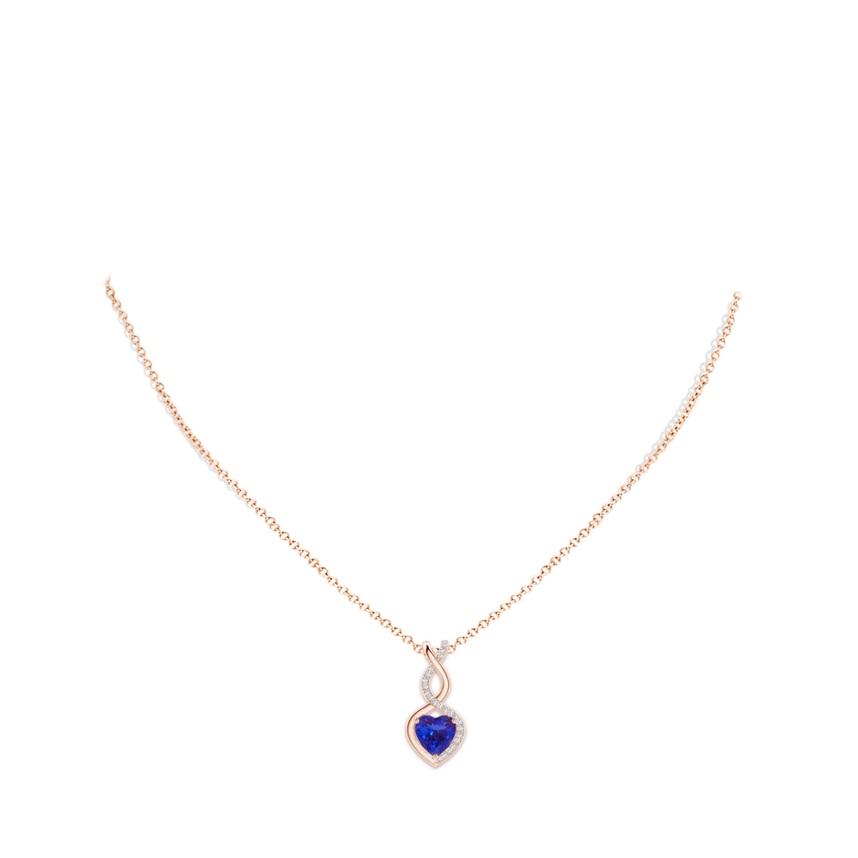 8mm AAAA Heart-Shaped Tanzanite Infinity Pendant with Diamond Accents in 18K Rose Gold pen
