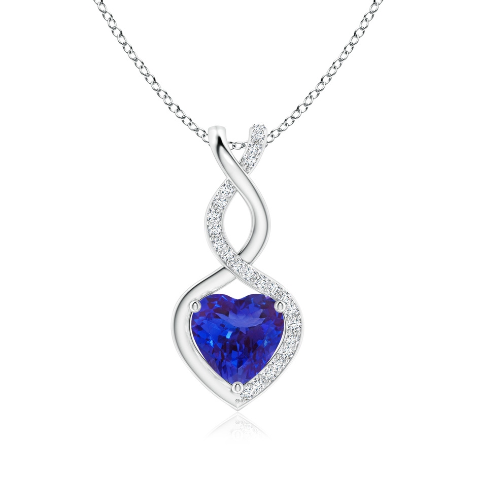 8mm AAAA Heart-Shaped Tanzanite Infinity Pendant with Diamond Accents in White Gold 