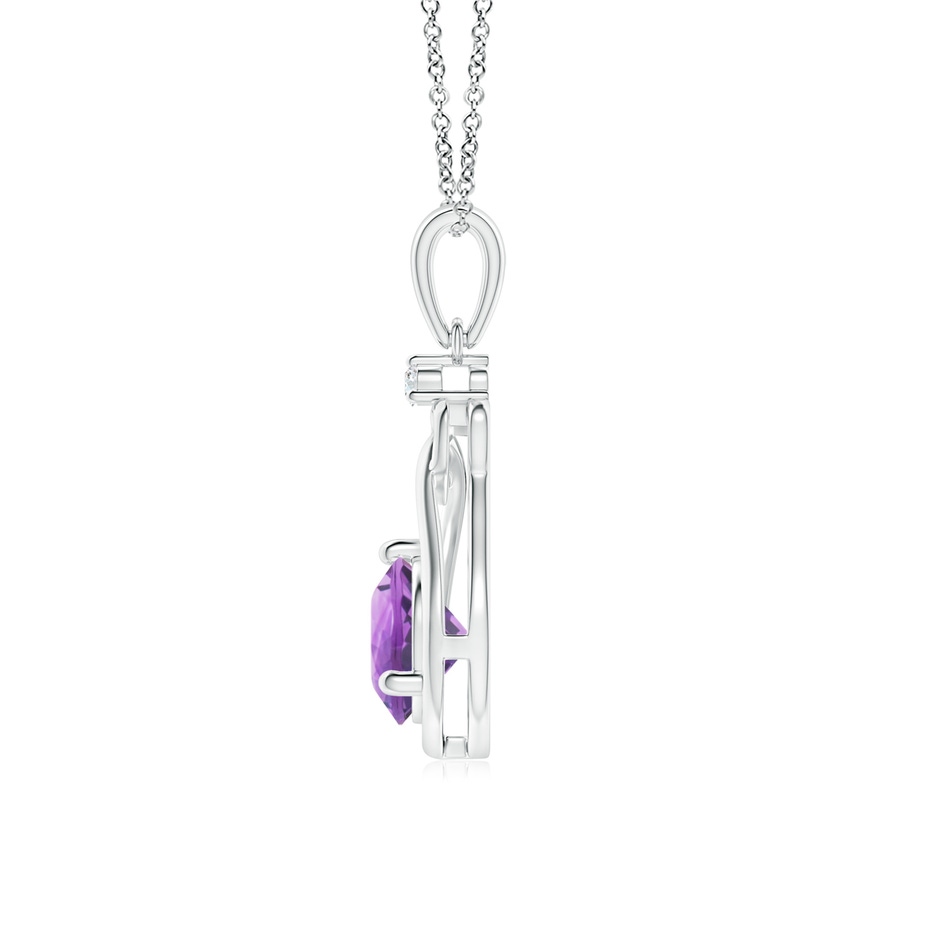 6mm A Amethyst Knotted Heart Pendant with Diamond in P950 Platinum side-1