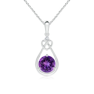 6mm AAAA Amethyst Knotted Heart Pendant with Diamond in P950 Platinum