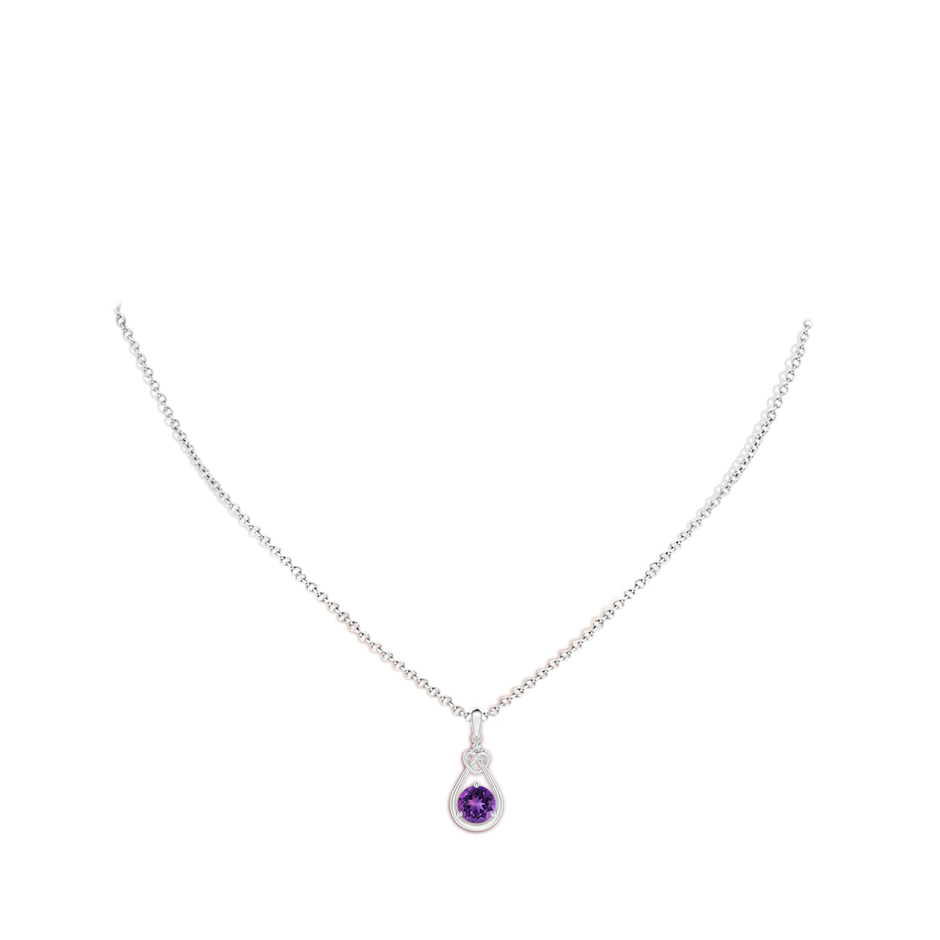 6mm AAAA Amethyst Knotted Heart Pendant with Diamond in P950 Platinum body-neck