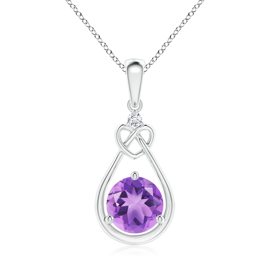 7mm A Amethyst Knotted Heart Pendant with Diamond in P950 Platinum 