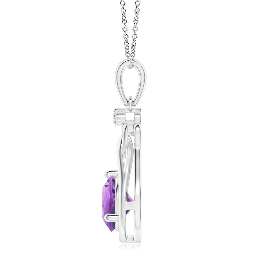 7mm A Amethyst Knotted Heart Pendant with Diamond in P950 Platinum side-1