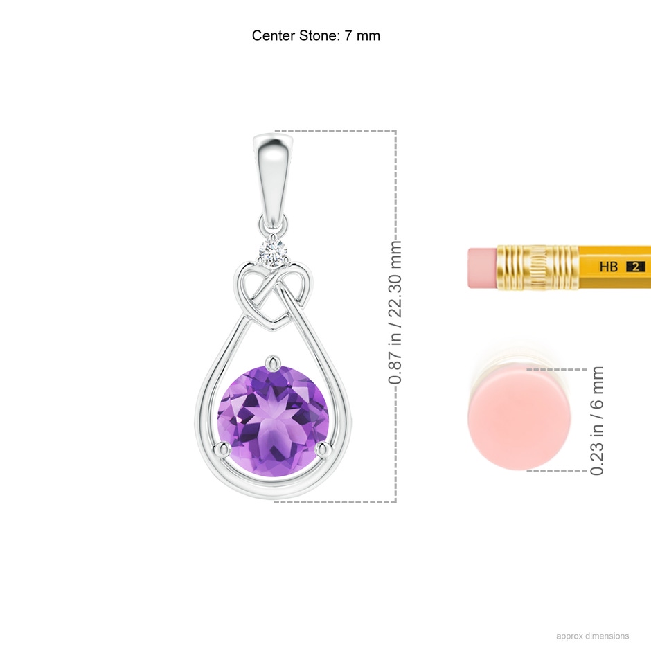 7mm A Amethyst Knotted Heart Pendant with Diamond in P950 Platinum ruler