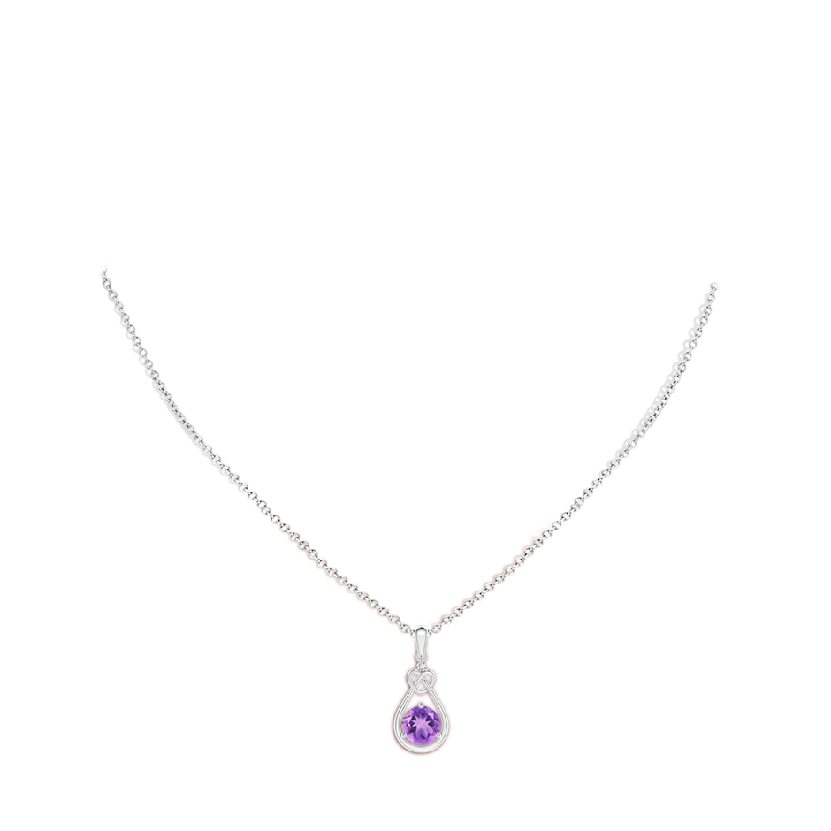 7mm A Amethyst Knotted Heart Pendant with Diamond in P950 Platinum body-neck