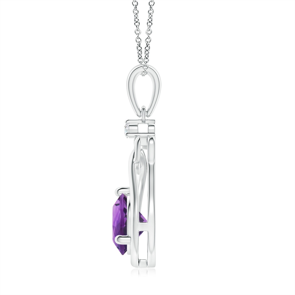 7mm AAA Amethyst Knotted Heart Pendant with Diamond in White Gold side-1