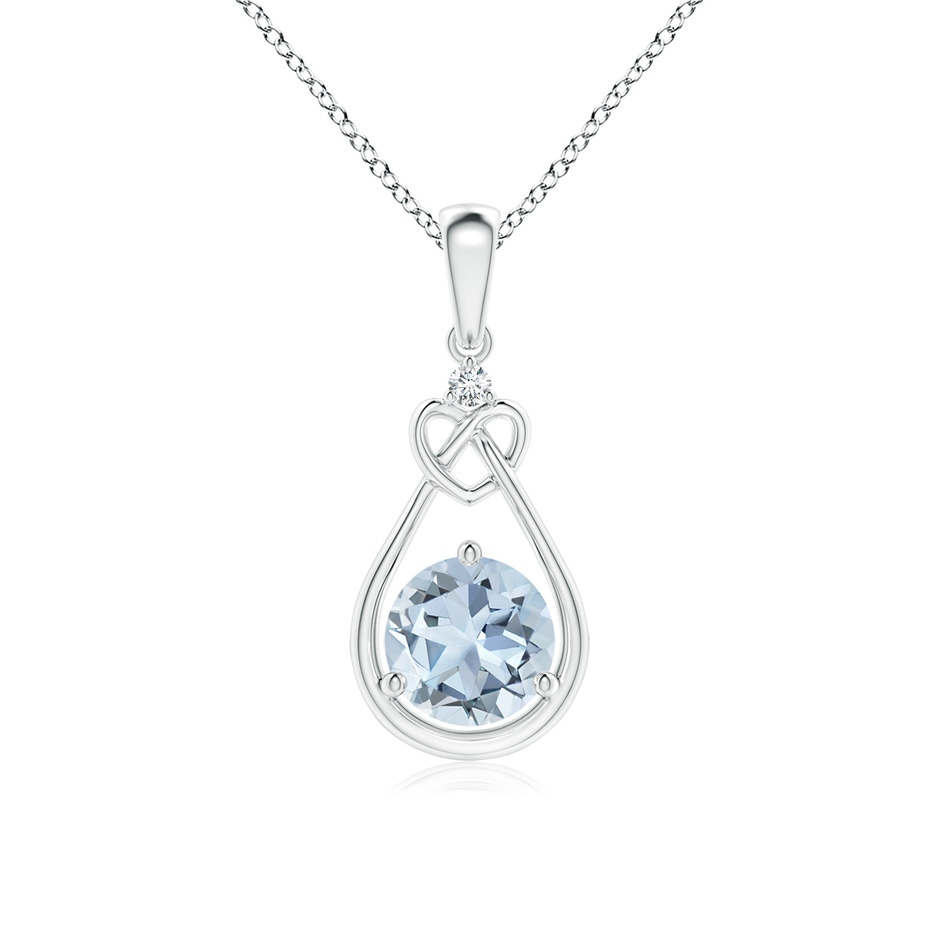 6mm A Aquamarine Knotted Heart Pendant with Diamond in P950 Platinum 
