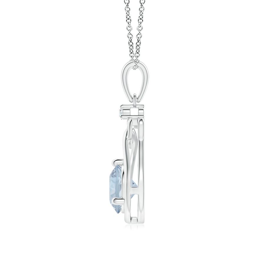 6mm A Aquamarine Knotted Heart Pendant with Diamond in P950 Platinum side-1