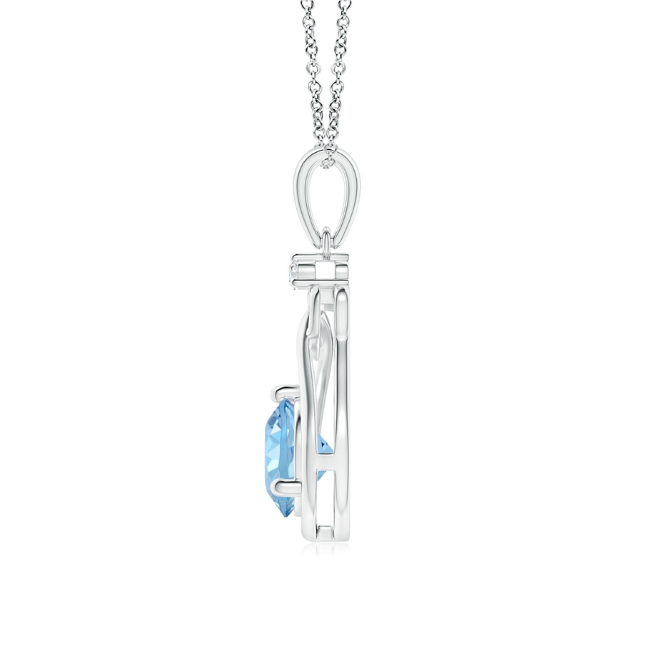 6mm AAAA Aquamarine Knotted Heart Pendant with Diamond in P950 Platinum side-1