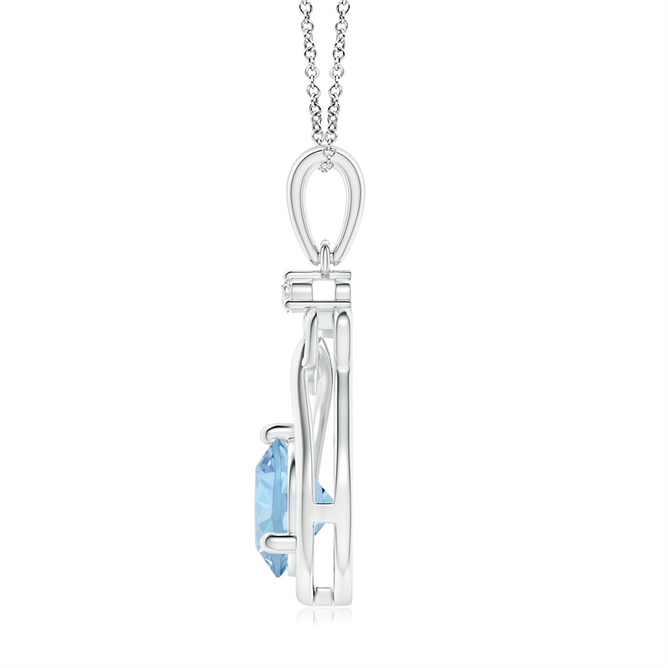 7mm AAA Aquamarine Knotted Heart Pendant with Diamond in P950 Platinum side-1