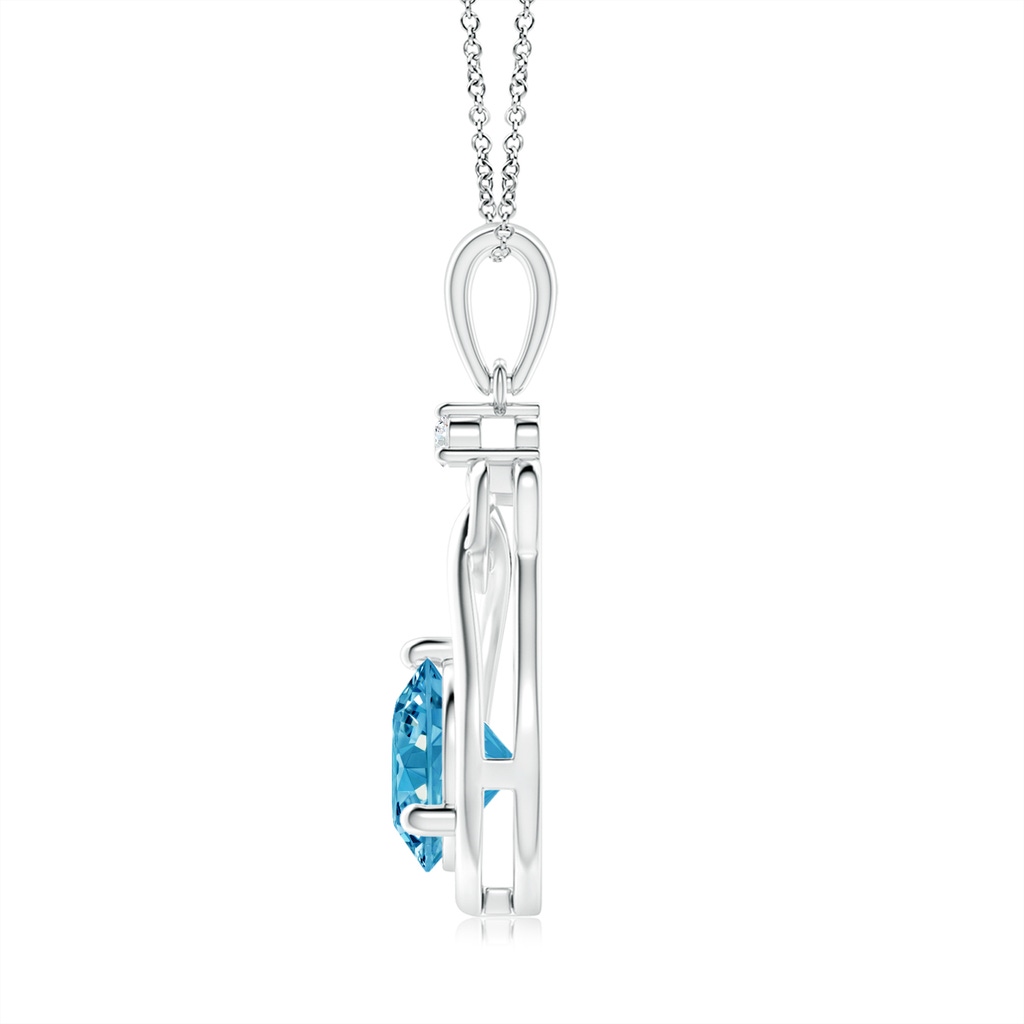 6.4mm AAAA Fancy Intense Blue Diamond Knotted Heart Pendant in P950 Platinum - side 199