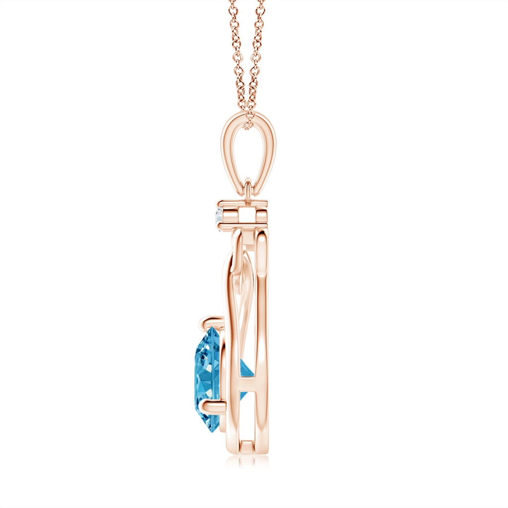 6.4mm AAAA Fancy Intense Blue Diamond Knotted Heart Pendant in Rose Gold - side 199
