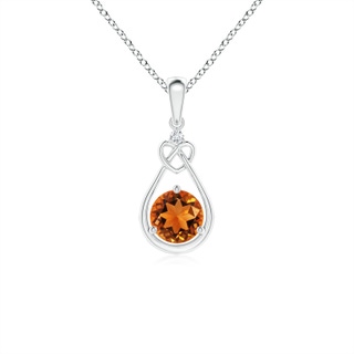 5mm AAAA Citrine Knotted Heart Pendant with Diamond in P950 Platinum