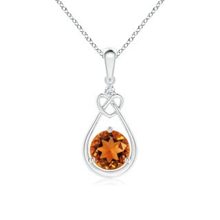 6mm AAAA Citrine Knotted Heart Pendant with Diamond in P950 Platinum