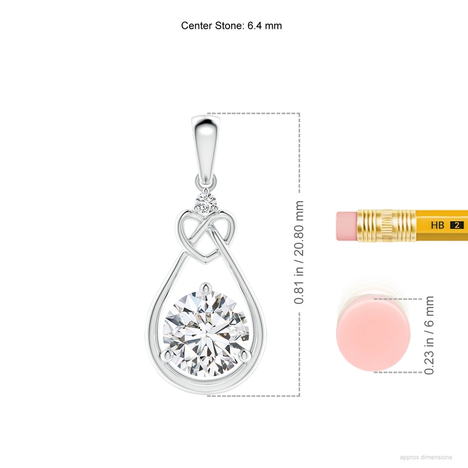 6.4mm HSI2 Diamond Knotted Heart Pendant in White Gold ruler