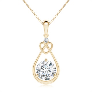 7.4mm GVS2 Diamond Knotted Heart Pendant in Yellow Gold