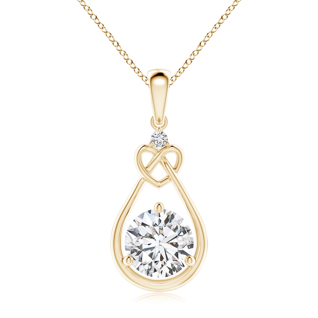 7.4mm HSI2 Diamond Knotted Heart Pendant in Yellow Gold