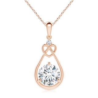 8mm GVS2 Diamond Knotted Heart Pendant in Rose Gold