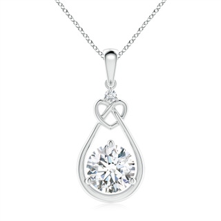 8mm GVS2 Diamond Knotted Heart Pendant in S999 Silver