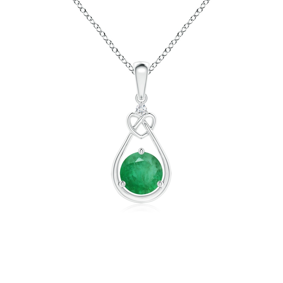 5mm A Emerald Knotted Heart Pendant with Diamond in S999 Silver 