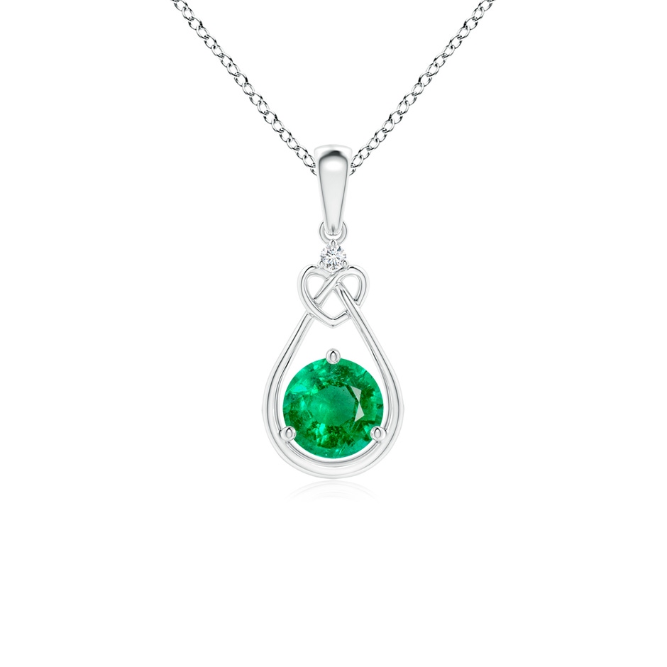 5mm AAA Emerald Knotted Heart Pendant with Diamond in P950 Platinum 