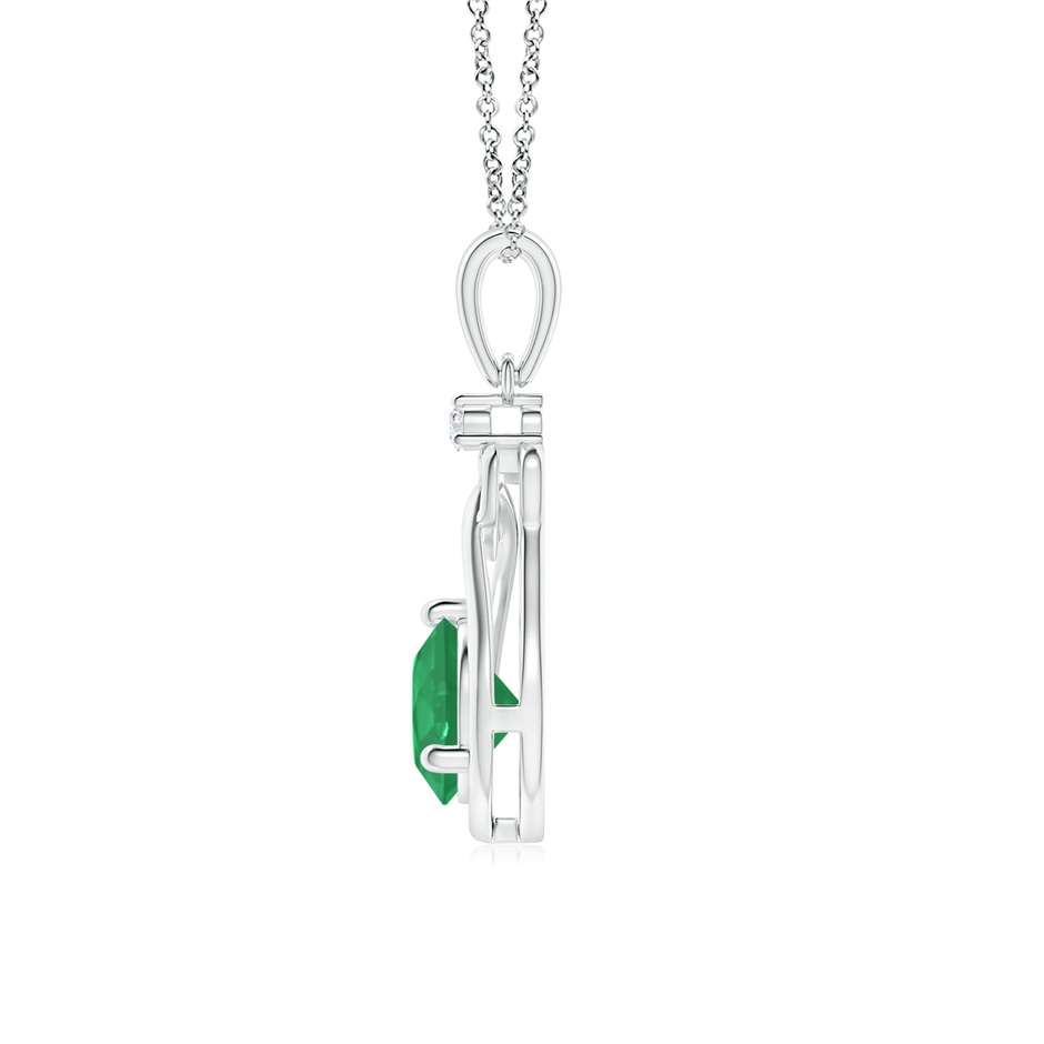 6mm A Emerald Knotted Heart Pendant with Diamond in White Gold side 199