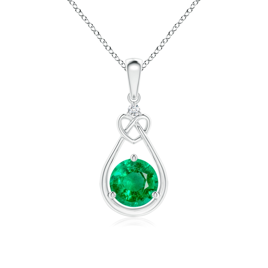 6mm AAA Emerald Knotted Heart Pendant with Diamond in S999 Silver 