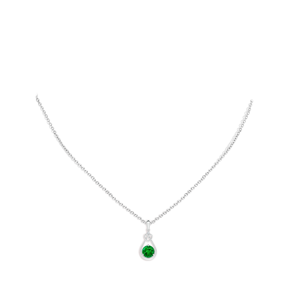 6mm AAAA Emerald Knotted Heart Pendant with Diamond in P950 Platinum pen