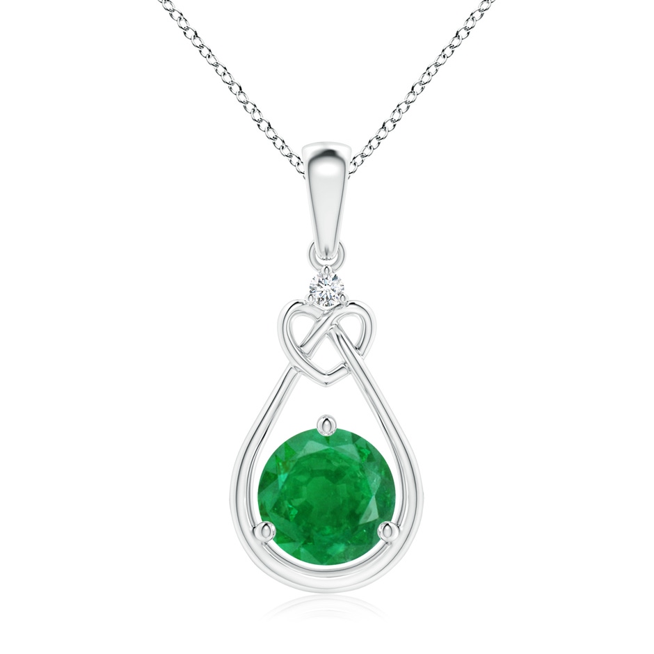 7mm AA Emerald Knotted Heart Pendant with Diamond in P950 Platinum 