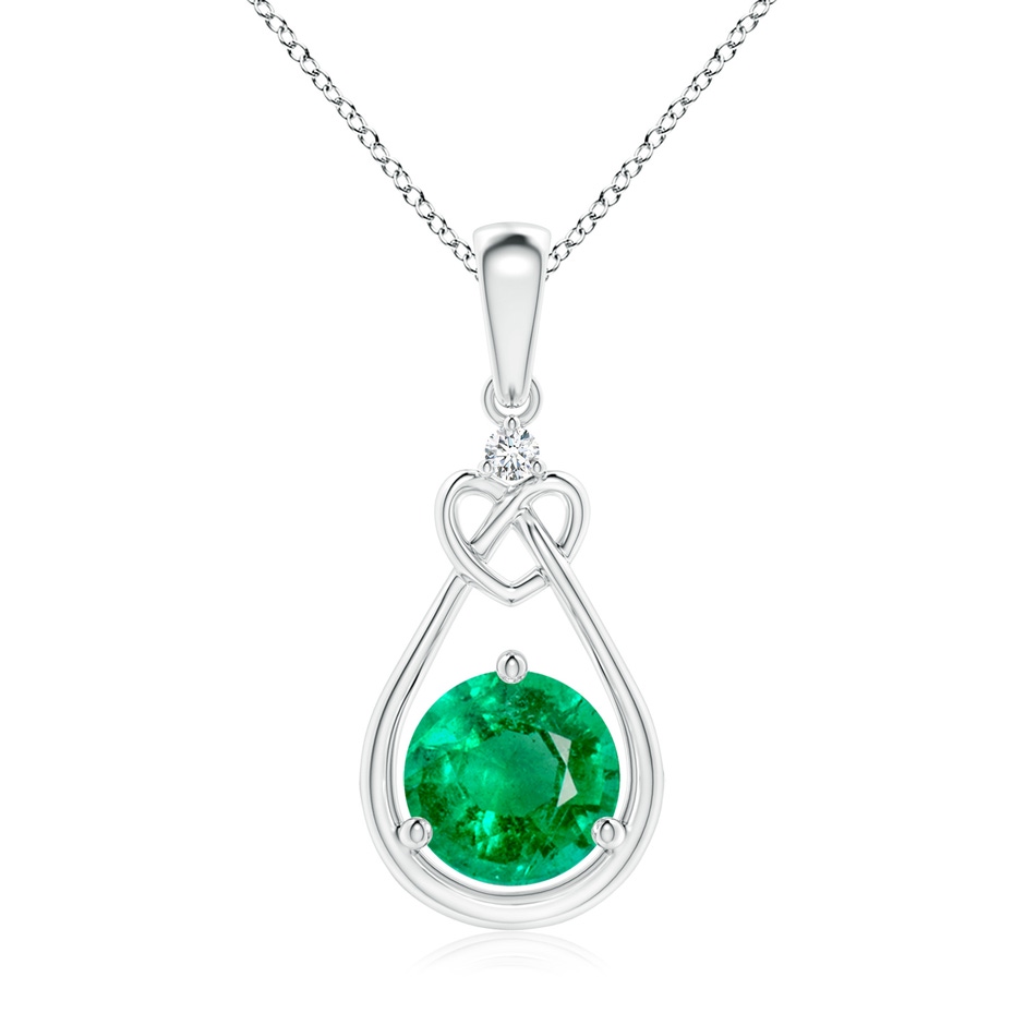 7mm AAA Emerald Knotted Heart Pendant with Diamond in P950 Platinum 