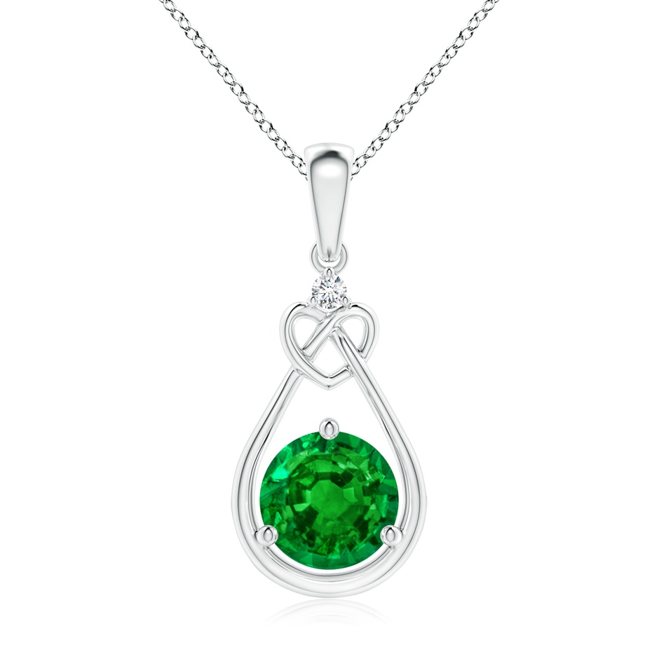7mm AAAA Emerald Knotted Heart Pendant with Diamond in P950 Platinum 