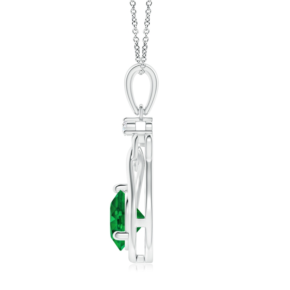 7mm AAAA Emerald Knotted Heart Pendant with Diamond in P950 Platinum side 199