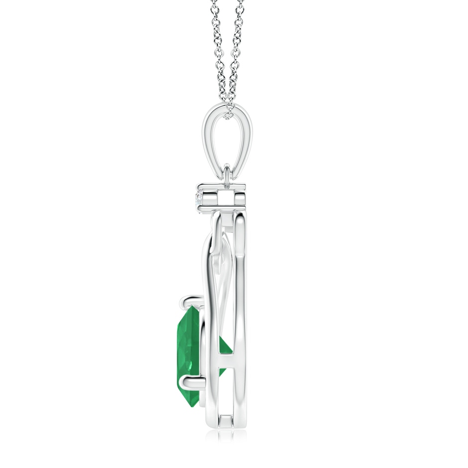 8mm A Emerald Knotted Heart Pendant with Diamond in White Gold side 199
