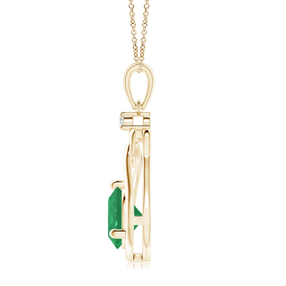 8mm A Emerald Knotted Heart Pendant with Diamond in Yellow Gold side 199